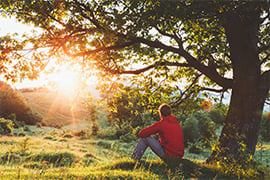 Man watching sunset